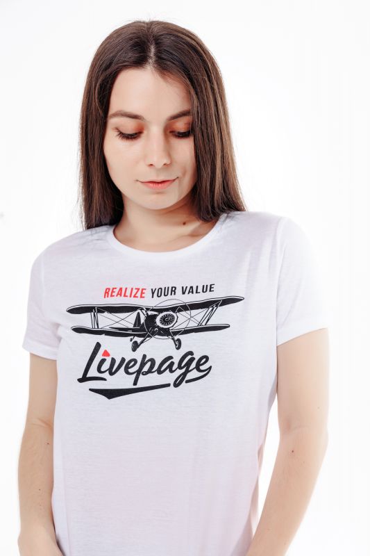 Жіноча футболка Livepage Realize Your Value, біла